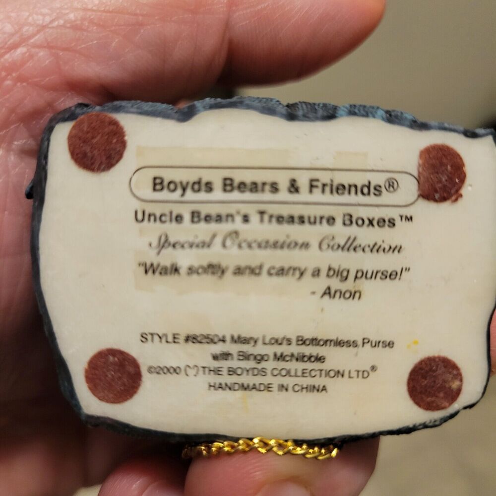 Boyds Bear trinket box Uncle Bean's treasure boxes Mary Lou's Bottomless purse - Picture 15 of 15
